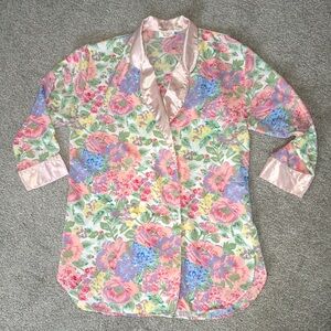 Victoria's Secret Vintage Gold Label Floral Button 
Nightgown Robe